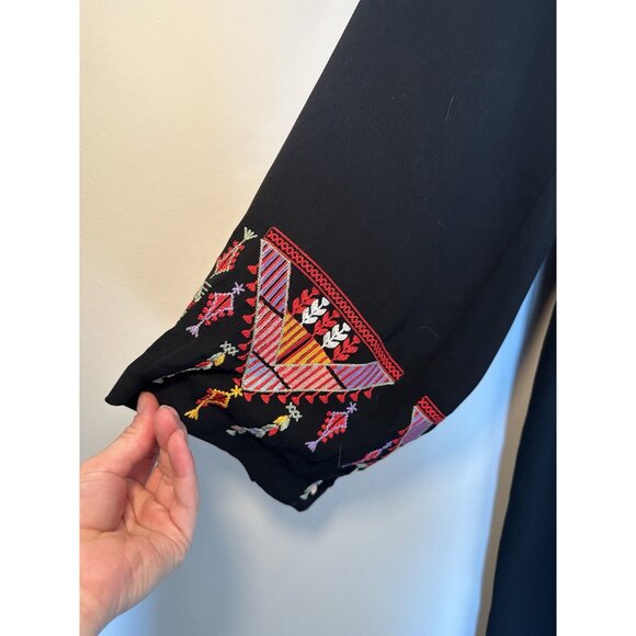 Black Aztec Longsleeve Mumu Midi Dress One Size - Picture 5 of 8